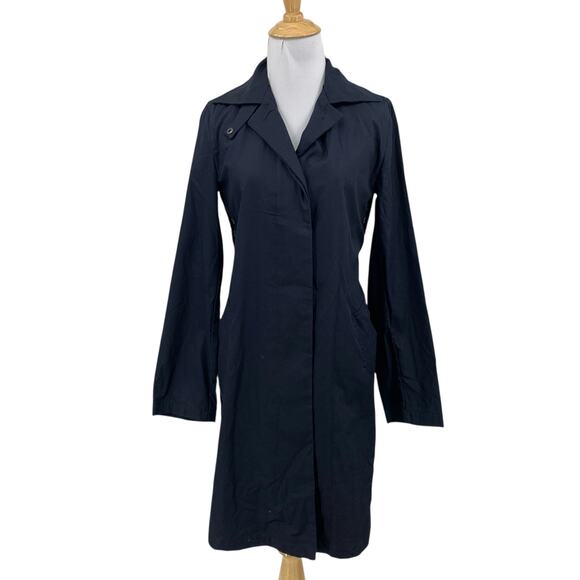 Banana Republic Coat Womens XS Extra Small Navy Italian Hidden Buttons Trench - Picture 1 of 14